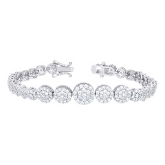 925 Sterling Silver Womens Cubic-Zirconia Fashion Link Bracelet 7 Inch