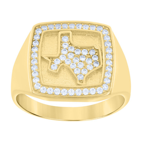 10kt Gold Mens Cubic-Zirconia Texas Map Ring