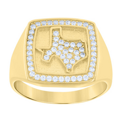 10kt Gold Mens Cubic-Zirconia Texas Map Ring