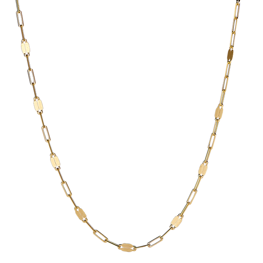 10KT Gold Mirror Paperclip Chain, 1.1MM 18 Inches