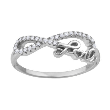 925 Sterling Silver Womens Cubic-Zirconia Infinity Love Heart Ring Size 6