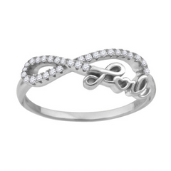 925 Sterling Silver Womens Cubic-Zirconia Infinity Love Heart Ring Size 6