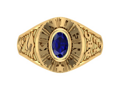 10KT Yellow Gold Kinder Spirit Graduation Ring Blue Stone Size 5