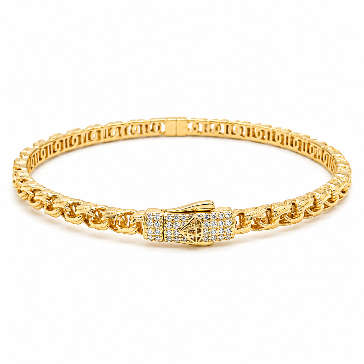 10KT Gold 4MM Chino Monaco Bangle Bracelet,  7.5 Inches