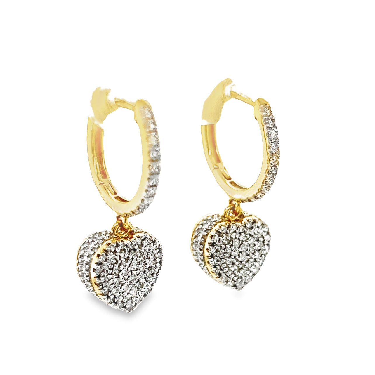 Lady's Yellow 10 Karat Heart Huggie Earrings CTW: 0.6