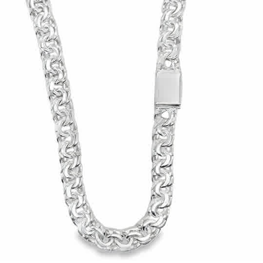 10MM STERLING SILVER CLOSE CHINO LINK CHAIN 26IN