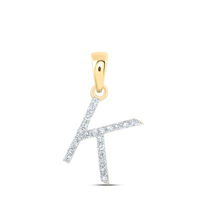 10k Yellow Gold Round Diamond K Initial Letter Nicoles Dream Collection Pendant 1/10 Cttw