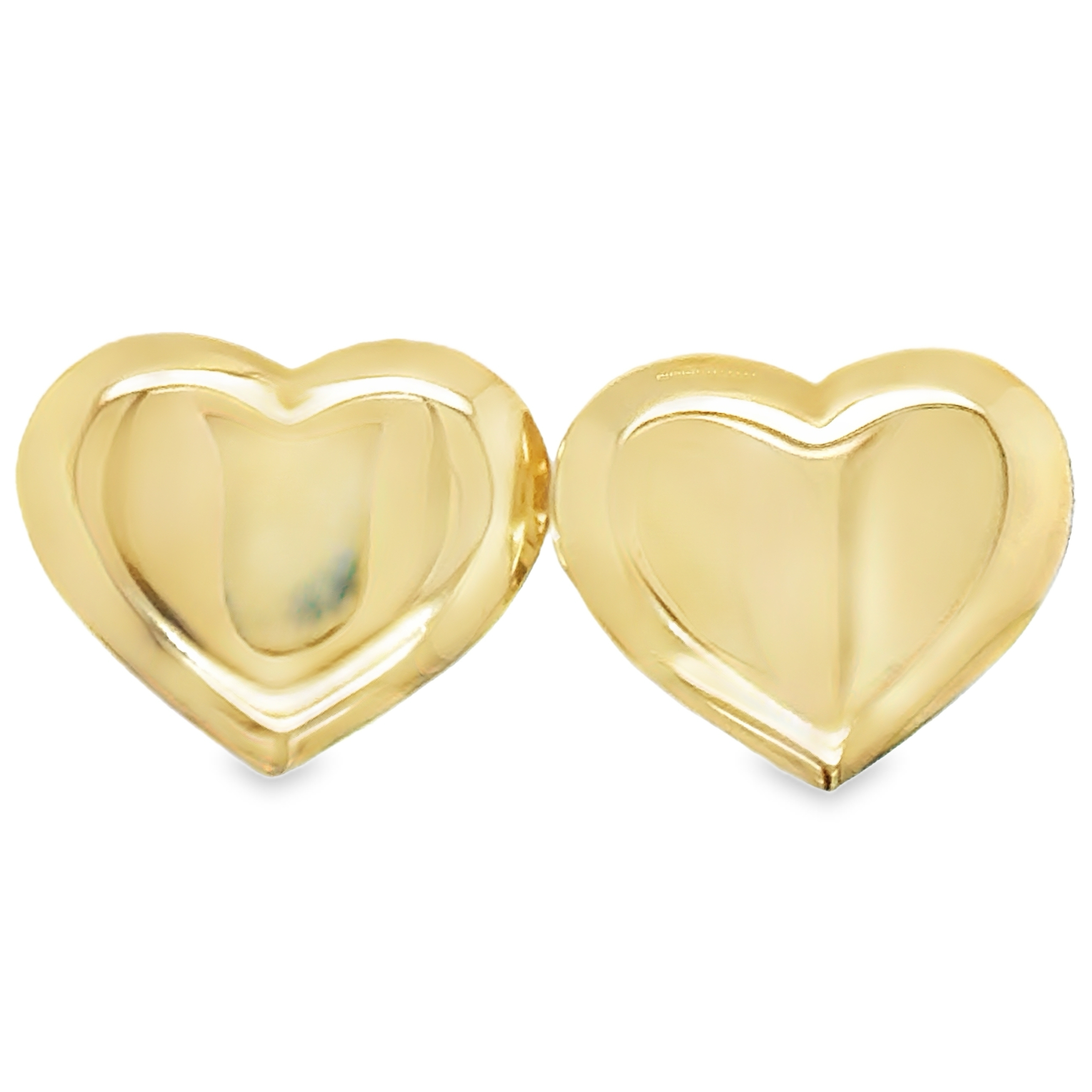 10KT Yellow Gold Heart Earrings with Greek Pattern FREE ENGRAVING