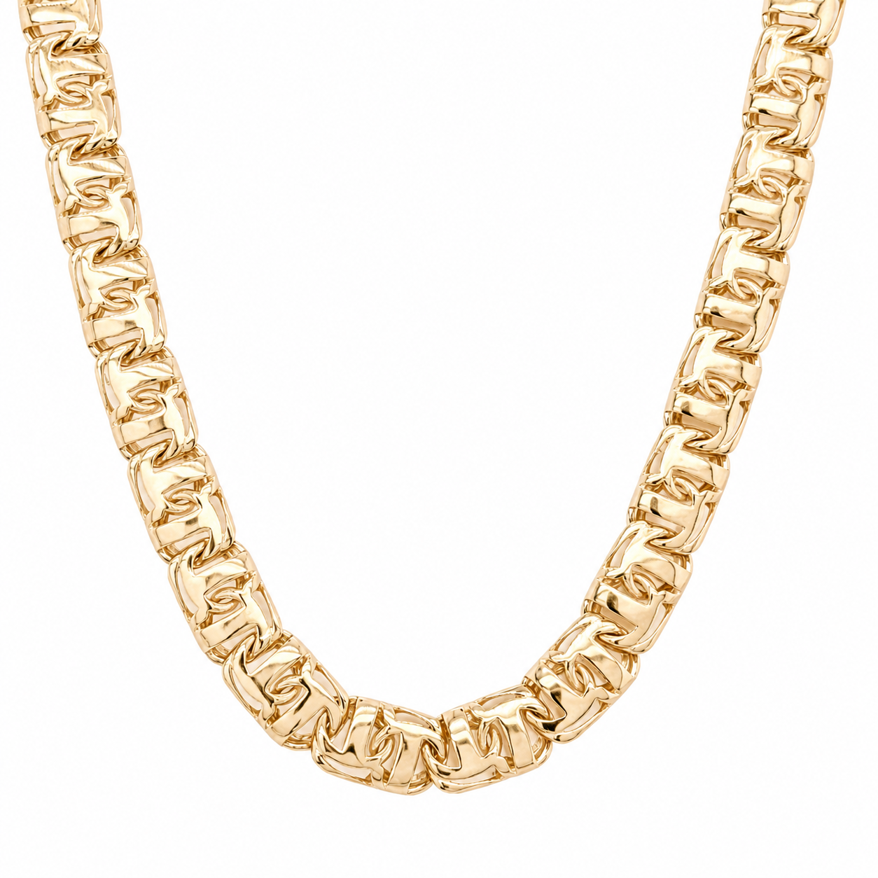 10KT Gold 8MM Chino Bar Chain with Greek Border 20 Inches (Free Engraving)