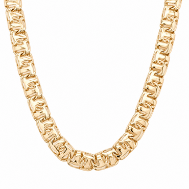 10KT Gold 8MM Chino Bar Chain with Greek Border 20 Inches (Free Engraving)