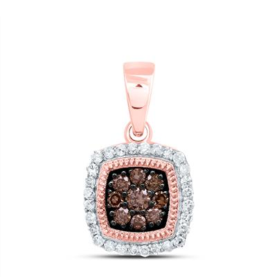 10KT ROSE GOLD 1/4CTW CHOCOLATE DIAMONDS COGNAC NATURAL CUSHION PENDANT