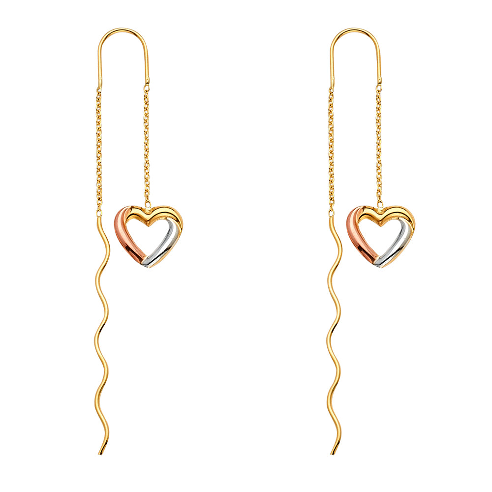 14 KT Lady's Heart Chain Earrings