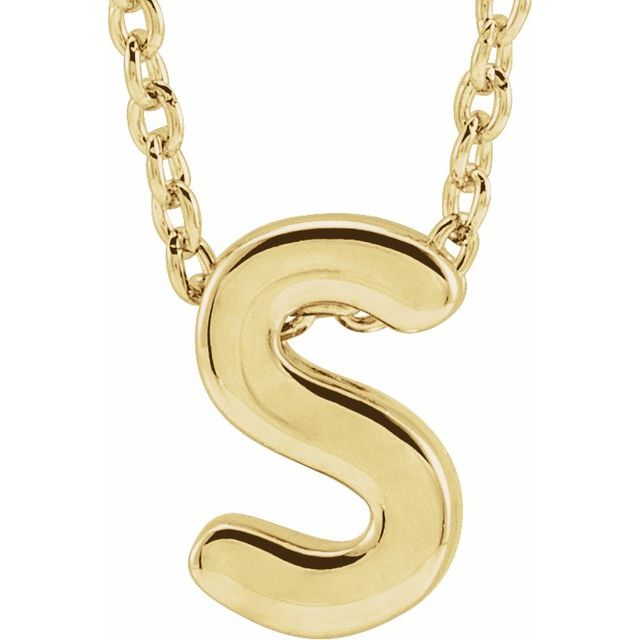 10KT Yellow Gold Initial S Necklace 17+1 Inches