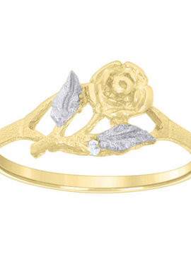 10kt Two-tone Gold Womens Rose Flower Fashion Ring