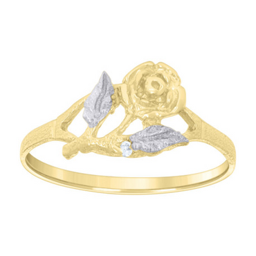 10kt Two-tone Gold Womens Rose Flower Fashion Ring