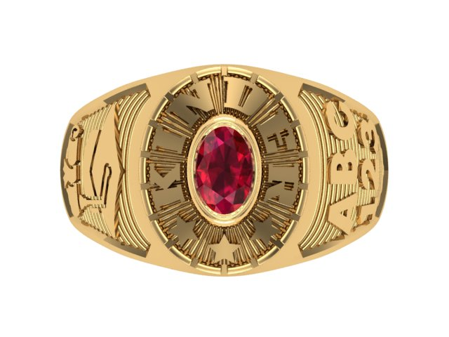 10KT Yellow Gold Kinder Mighty Graduation Ring Red Stone Size 5