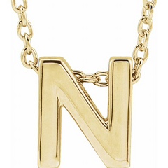 10KT Yellow Gold Initial N Necklace 17+1 Inches