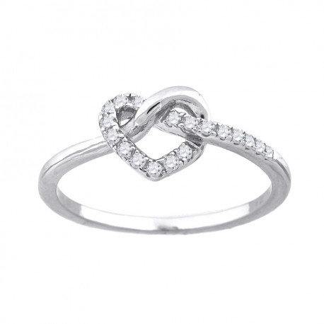 925 Sterling Silver Cubic Zirconia Love Knot Heart Ring Size 6