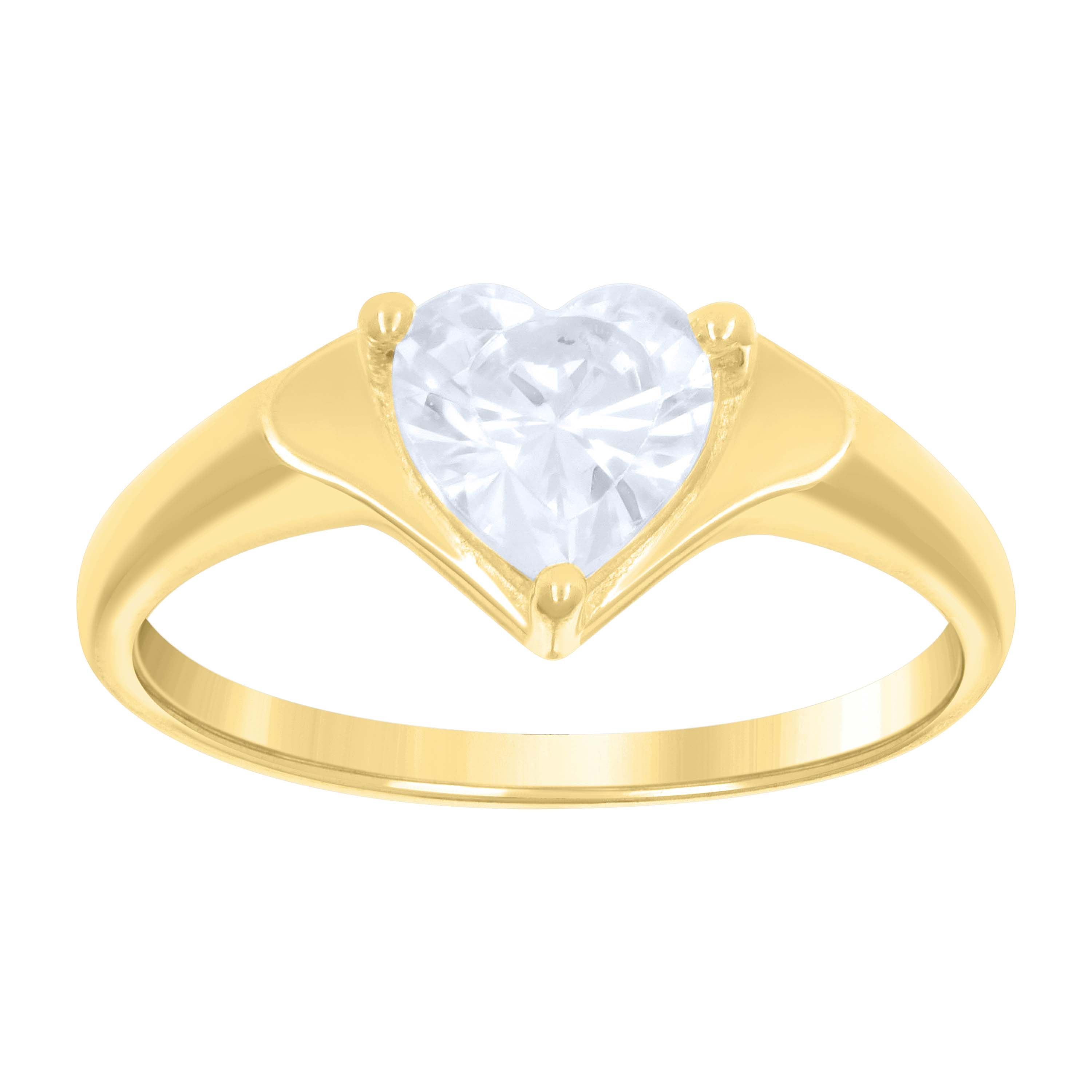 10kt Yellow Gold Baby Heart Cubic-Zirconia Ring