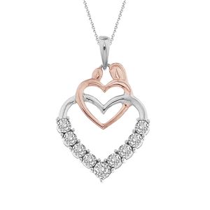 LADIES PENDANT 1/5 CT ROUND DIAMOND 10K TT WHITE & ROSE GOLD