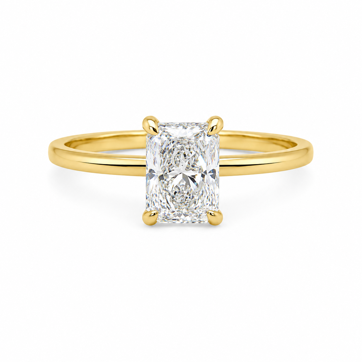 14K Yellow Gold 1.01CT Certified Lab-Grown Diamond Radiant Solitaire E
