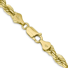 10KT Gold 5MM Solid Rope Bracelet 8IN