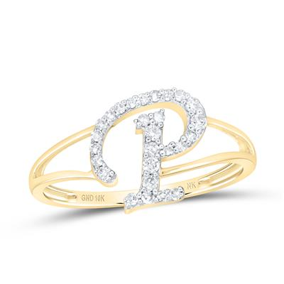 1/5CTW-DIA NK GIFT INITIAL "P" LADIES RING