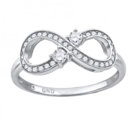925 Sterling Silver Womens Cubic Zirconia Infinity Fashion Ring Size 6