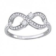 925 Sterling Silver Womens Cubic Zirconia Infinity Fashion Ring Size 6