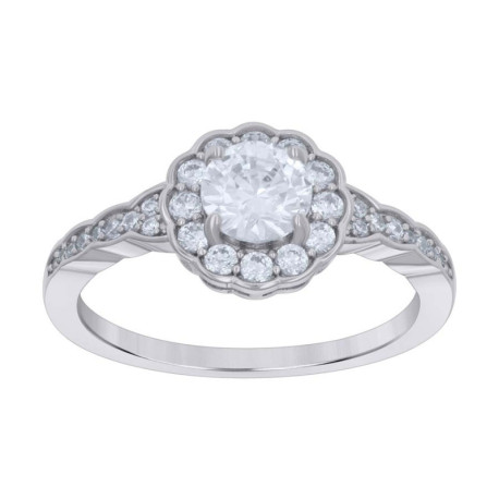 925 Sterling Silver Womens Cubic-Zirconia Flower Fashion Ring Size 6