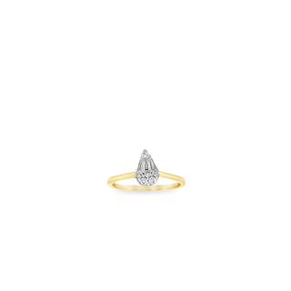 14KT YELLOW GOLD 0.25CT TEAR DROP DIAMOND ENGAGEMENT RING