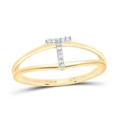 0.03CTW-DIAMOND INITIAL "T" LADIES RING IN 10KT GOLD