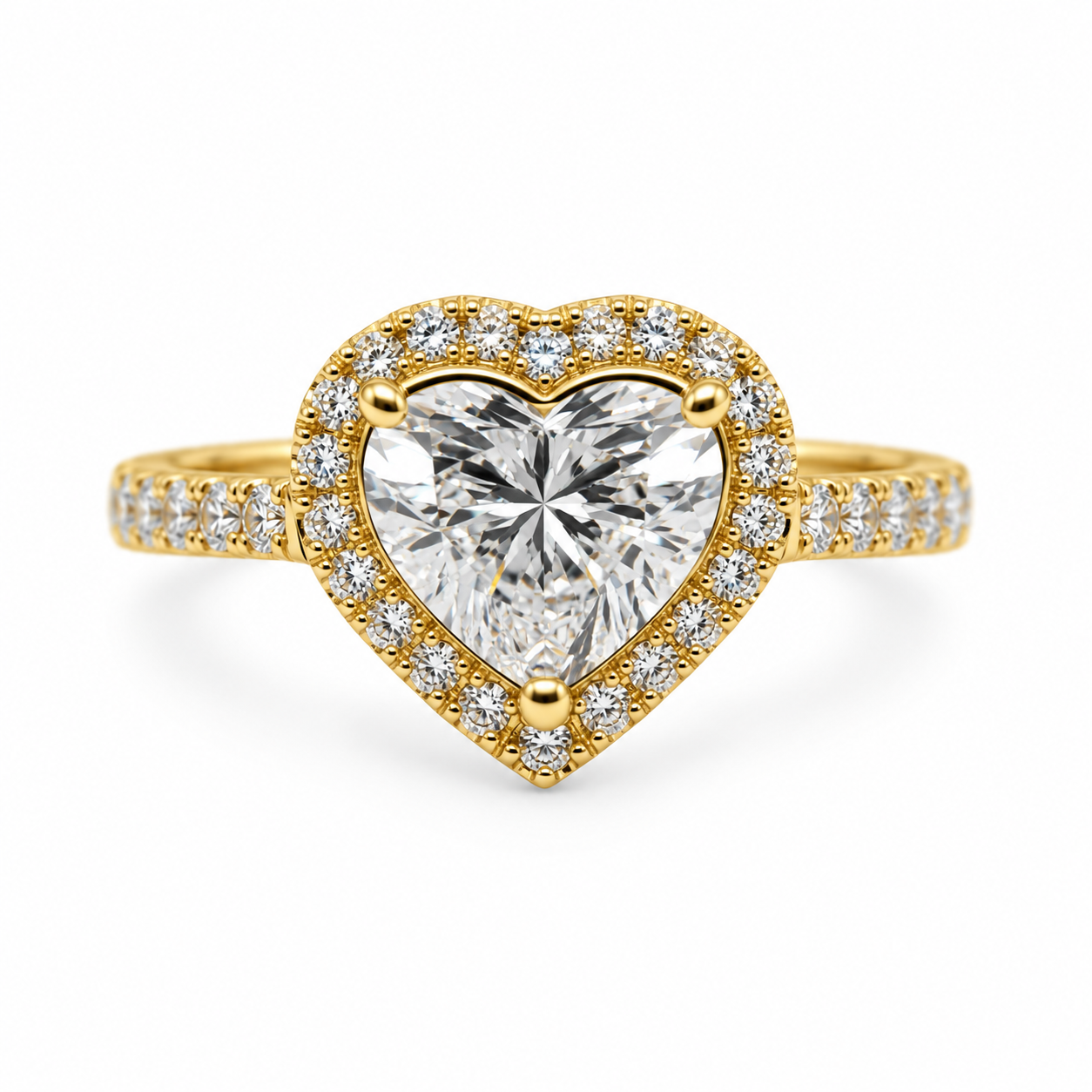 14K Yellow Gold 3.01CTTW Certified Lab-Created Heart Shape with Accent