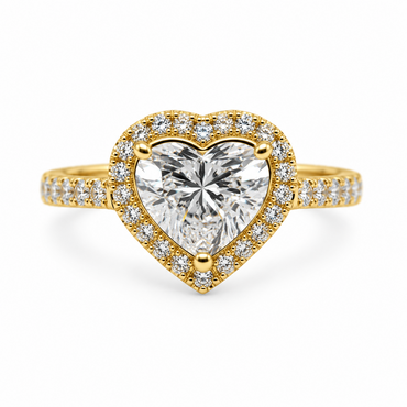 14K Yellow Gold 3.01CTTW Certified Lab-Created Heart Shape with Accent