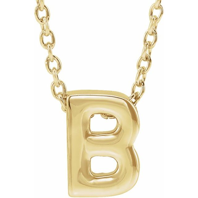 10KT Yellow Gold Initial B Necklace 17+1 Inches