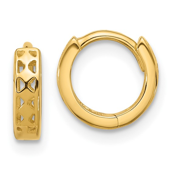 14k Cut-out Design Hinged Hoop Earrings