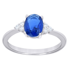 925 Sterling Silver Womens Blue White Oval Round Cubic-Zirconia Oval F