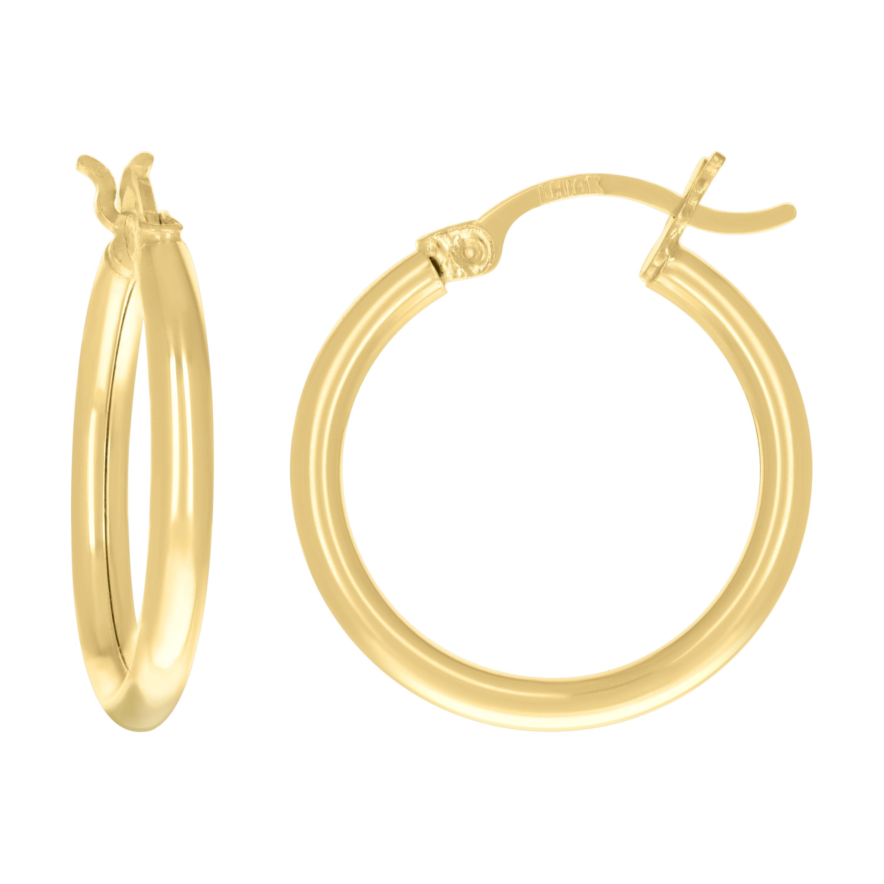 10kt Yellow Gold Womens Ultra Light Round Tube 2mm Hinged Hoops Huggie