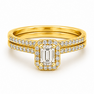 0.44 CTTW Lab-Created Emerald Cut Diamond Engagement Ring and Wedding