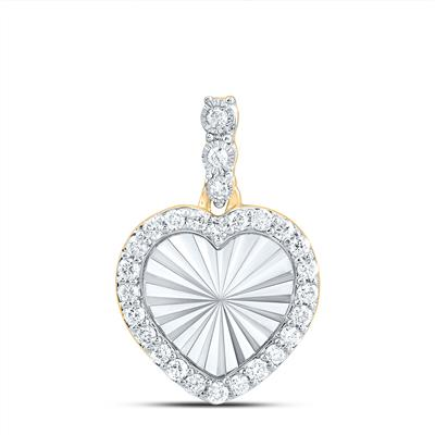 10KT YELLOW GOLD 1/6CTW-NATURAL DIAMONDS HEART PENDANT