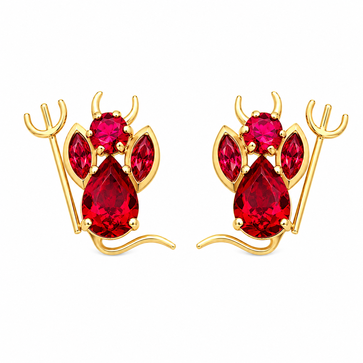14KT Gold Diablito Devil Stud Earrings