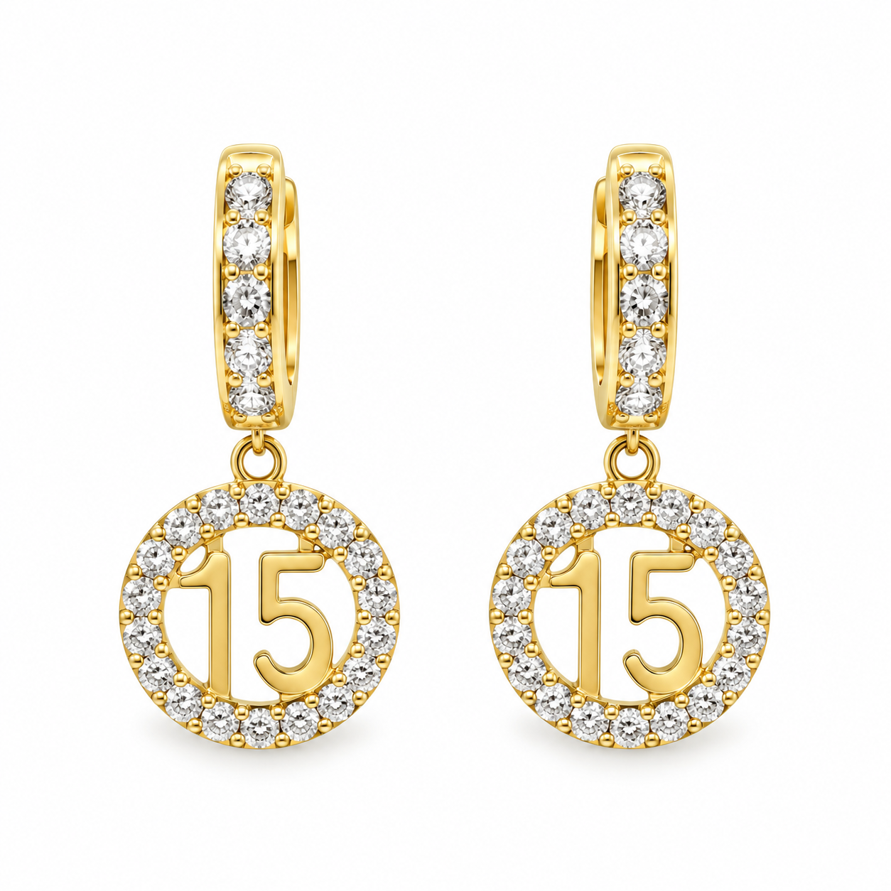 10KT Yellow Gold Quinceañera Earrings