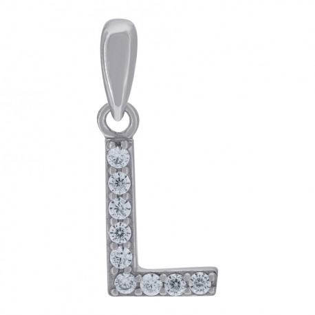 925 Sterling Silver Cubic-Zirconia Initial V Charm Pendant