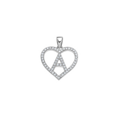 925 Sterling Silver Womens Cubic Zirconia Initial Letter A Heart Charm