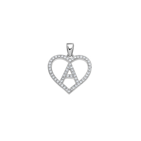 925 Sterling Silver Womens Cubic Zirconia Initial Letter A Heart Charm