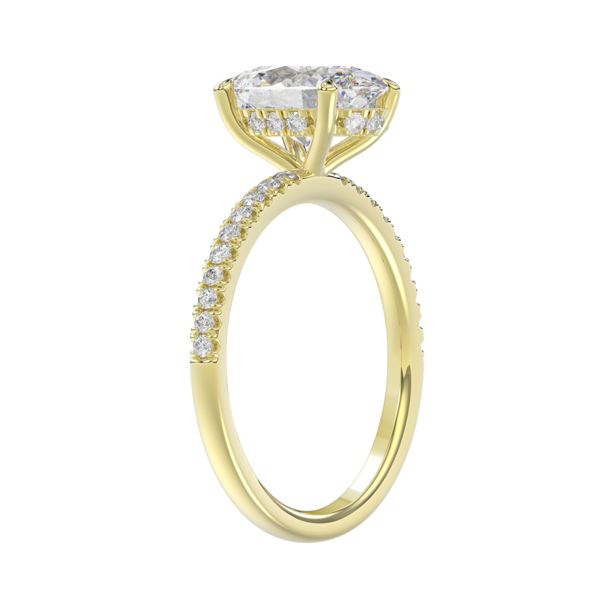 14K YELLOW GOLD 2 1/5CT ROUND/OVAL Certified Lab-Created DIAMOND ENGAG