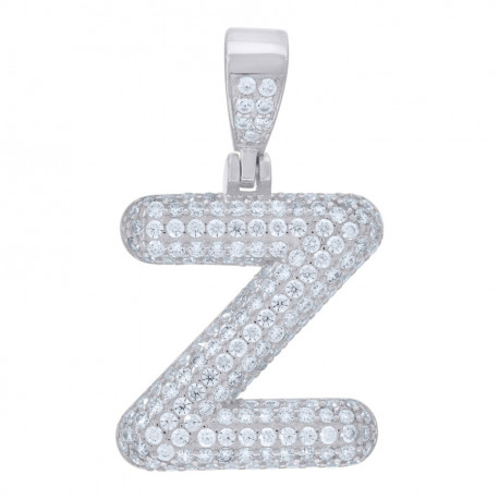 925 Sterling Silver Unisex Cz Initial Alphabet Z Charm Pendant