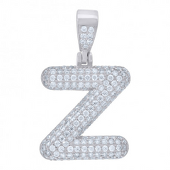 925 Sterling Silver Unisex Cz Initial Alphabet Z Charm Pendant