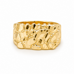 10kt Yellow Gold Mens Nugget Ring 12MM