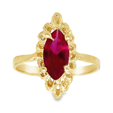10KT Gold Red Marquise Ring